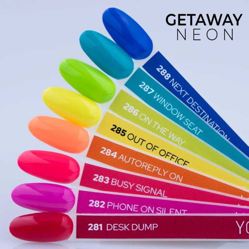 Yoshi Gelpolish Neon Getaway Collection 8 x 6ml met Gratis ColorPop Stickers