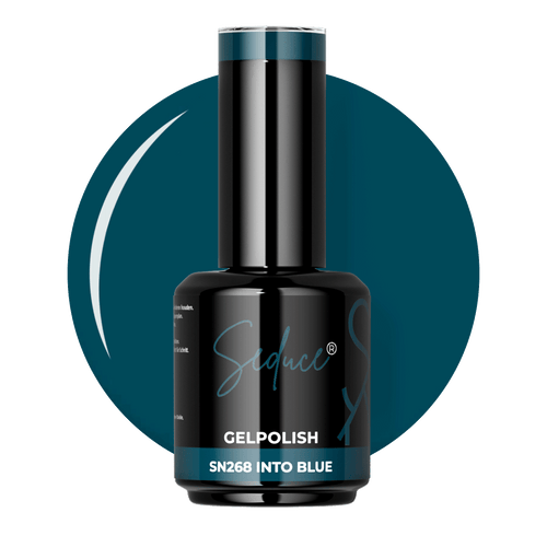 Petrolblauwe gelpolish colordrop van Seduce® Into Blue SN268 met diepe blauwgroene tint