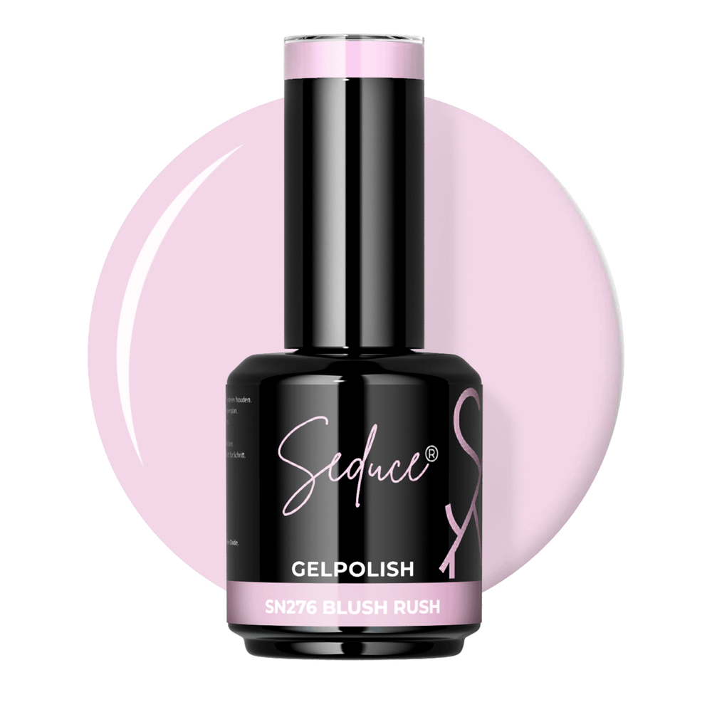  Flesje Seduce® Gelpolish SN276 Blush Rush naast een warme blushroze colordrop