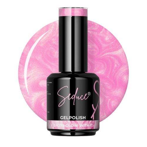 Roze pearl gelpolish colordrop van Seduce® Glow With It SN279 met zachte shimmer en roze gloed