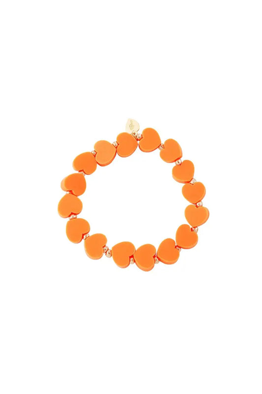 Kids - armband met hartjes oranje