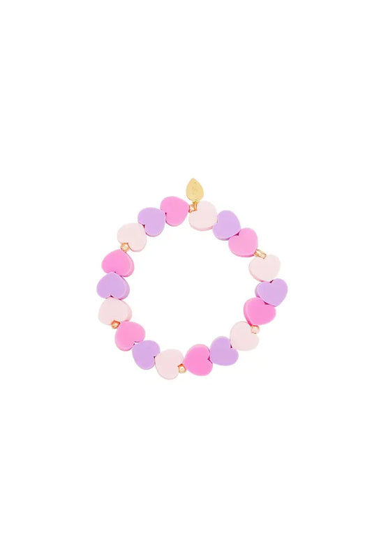 Kids - armband met hartjes roze en paars